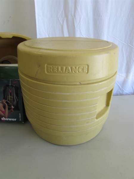 COLEMAN LANTERN, PORTA-POTTY & CAMP SHOWER