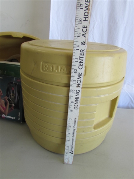 COLEMAN LANTERN, PORTA-POTTY & CAMP SHOWER