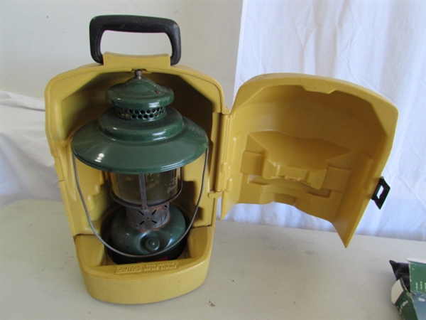 COLEMAN LANTERN, PORTA-POTTY & CAMP SHOWER