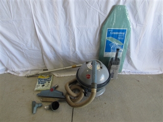 VINTAGE HOOVER CONSTELLATION CANISTER VACUUM W/ATTACHMENTS