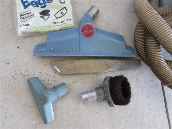 VINTAGE HOOVER CONSTELLATION CANISTER VACUUM W/ATTACHMENTS