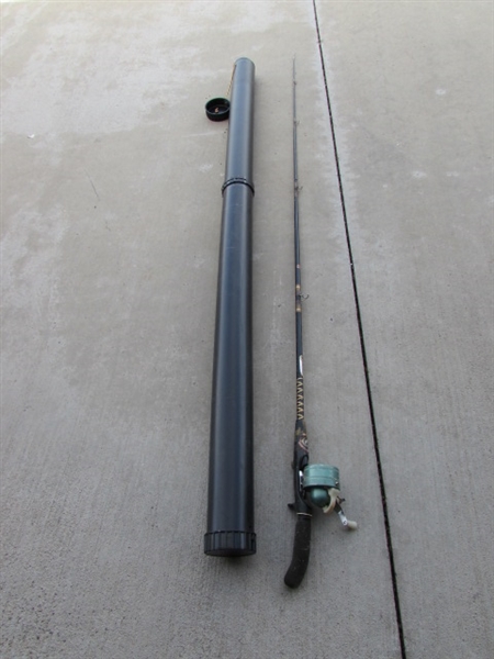 VINTAGE FISHING POLE W/REEL & HARD CASE