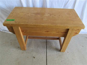 SOLID WOOD WEAVERS BENCH WITH STORAGE DRAWER