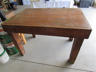 HEAVY DUTY BUTCHER BLOCK STYLE TABLE