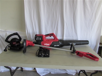 HYPER TOUGH 40V WEED TRIMMER & BLOWER W/BATTERIES & CHARGER & ELECTRIC TORO BLOWER