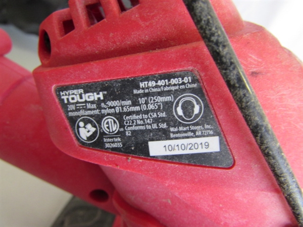 HYPER TOUGH 40V WEED TRIMMER & BLOWER W/BATTERIES & CHARGER & ELECTRIC TORO BLOWER