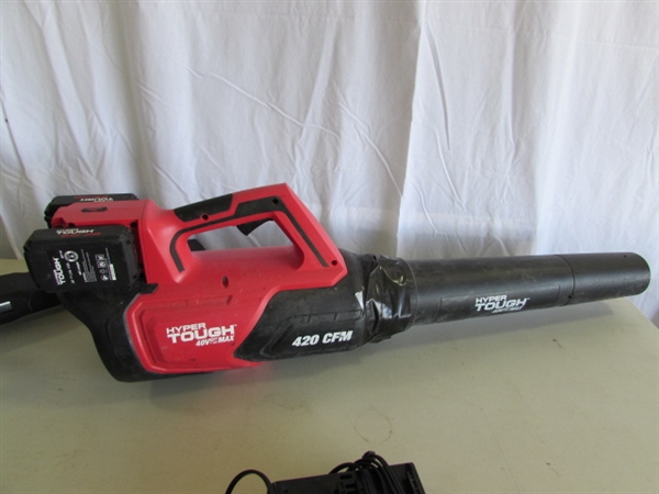 HYPER TOUGH 40V WEED TRIMMER & BLOWER W/BATTERIES & CHARGER & ELECTRIC TORO BLOWER