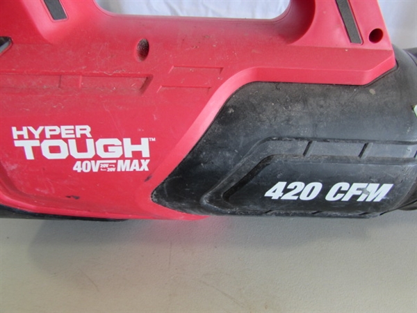 HYPER TOUGH 40V WEED TRIMMER & BLOWER W/BATTERIES & CHARGER & ELECTRIC TORO BLOWER