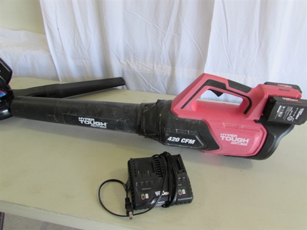 HYPER TOUGH 40V WEED TRIMMER & BLOWER W/BATTERIES & CHARGER & ELECTRIC TORO BLOWER