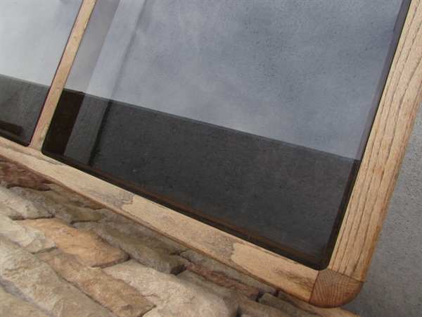OAK & SMOKED GLASS COFFEE TABLE