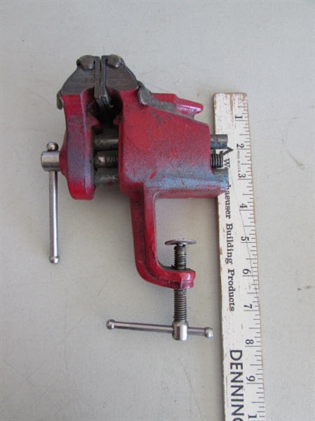CLAMP ON VISE, LEVELS, SOLDERING IRON & SAWHORSE BRACKETS