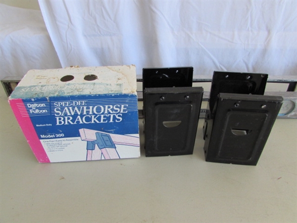 CLAMP ON VISE, LEVELS, SOLDERING IRON & SAWHORSE BRACKETS