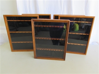 5 ENCLOSED SOUVENIR SPOON DISPLAY CASES - WALL MOUNT