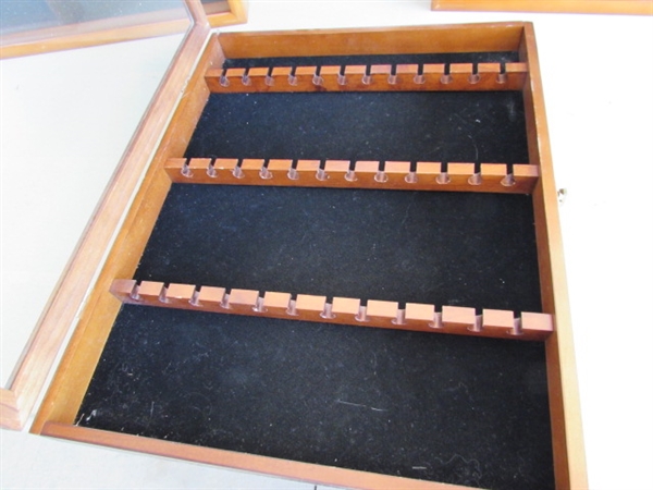 5 ENCLOSED SOUVENIR SPOON DISPLAY CASES - WALL MOUNT