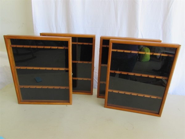 5 ENCLOSED SOUVENIR SPOON DISPLAY CASES - WALL MOUNT