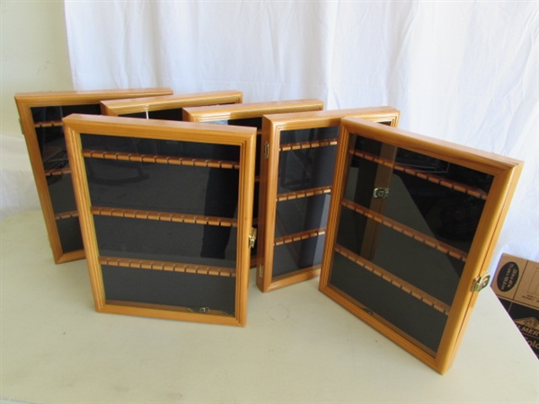 6 ENCLOSED SOUVENIR SPOON DISPLAY CASES - WALL MOUNT