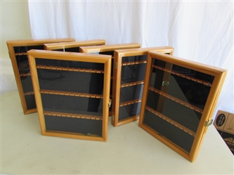 6 ENCLOSED SOUVENIR SPOON DISPLAY CASES - WALL MOUNT
