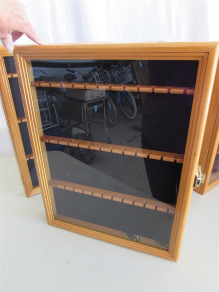 6 ENCLOSED SOUVENIR SPOON DISPLAY CASES - WALL MOUNT