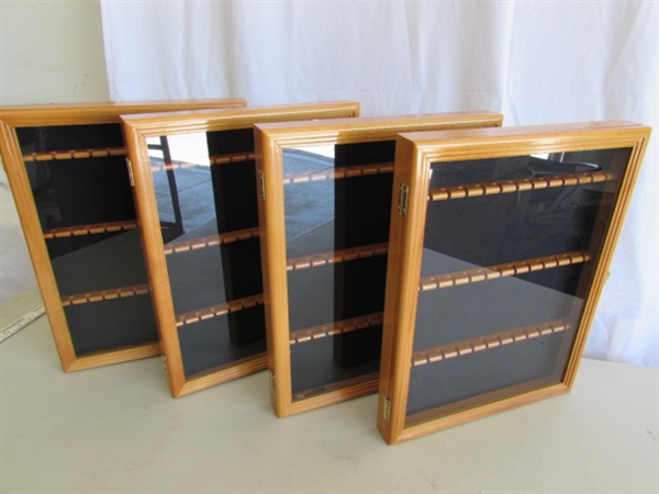 6 ENCLOSED SOUVENIR SPOON DISPLAY CASES - WALL MOUNT