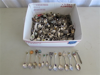 LARGE COLLECTION OF SOUVENIR SPOONS FROM ALL OVER THE WORLD