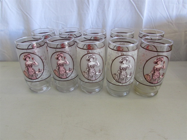 OLD FASHIONED STYLE PEPSI-COLA GLASSES & 3 STORAGE CONTAINERS