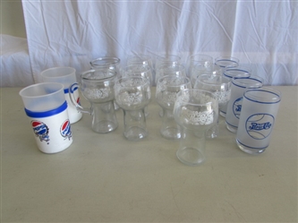 "PEPSI-COLA" GLASSES & STYROFOAM KOOZIES