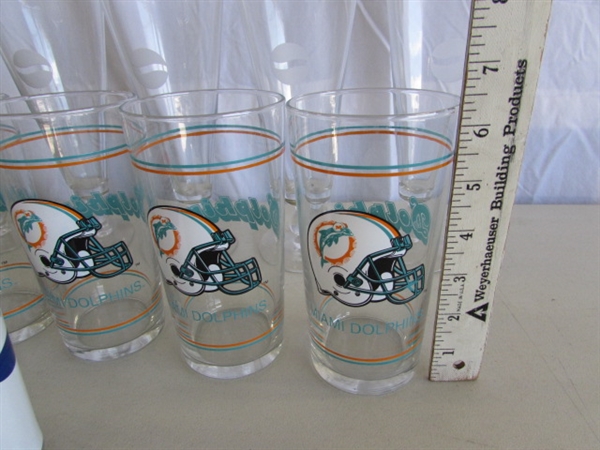 FOOTBALL THEMED PEPSI GLASSES, PLUS OTHERS