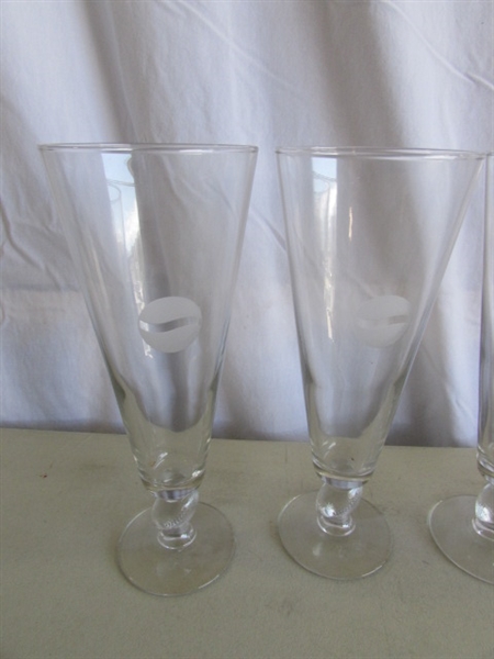 FOOTBALL THEMED PEPSI GLASSES, PLUS OTHERS