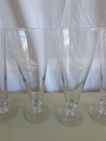 FOOTBALL THEMED PEPSI GLASSES, PLUS OTHERS