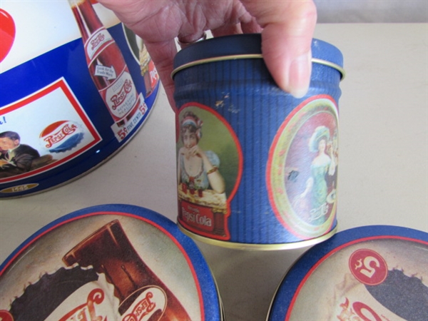 PEPSI-COLA TINS, TRAY & PLASTIC CRATE