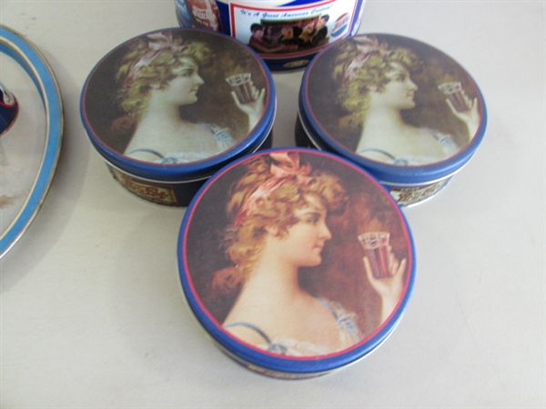 PEPSI-COLA TINS, TRAY & PLASTIC CRATE