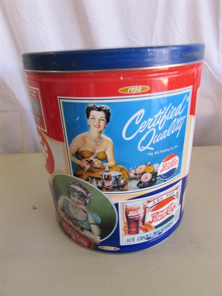 PEPSI-COLA TINS, TRAY & PLASTIC CRATE