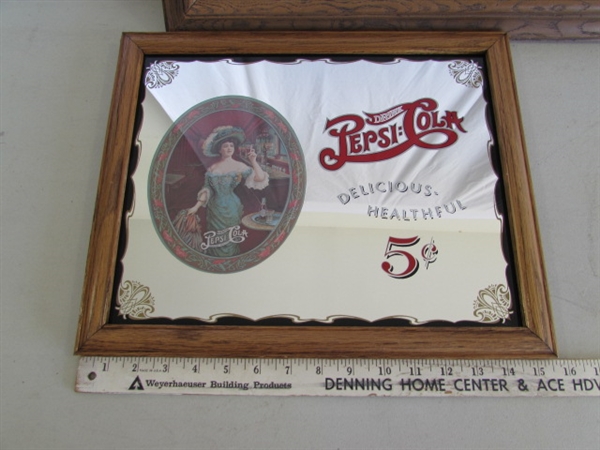 2 PEPSI-COLA WALL MIRRORS & SERVING TRAY
