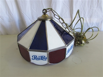 STAINED GLASS "PEPSI-COLA" SWAG LAMP