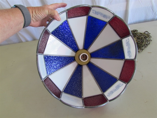 STAINED GLASS PEPSI-COLA SWAG LAMP