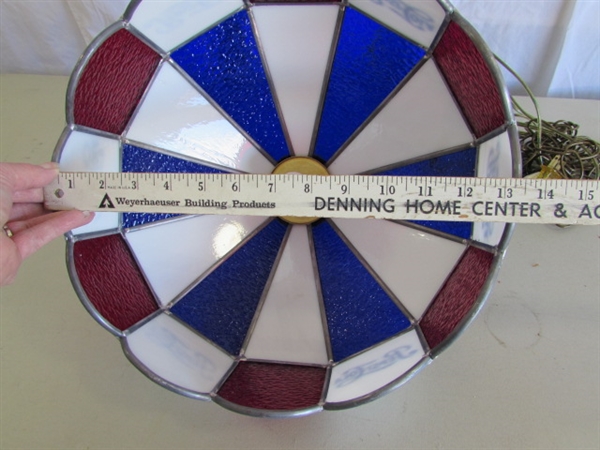 STAINED GLASS PEPSI-COLA SWAG LAMP