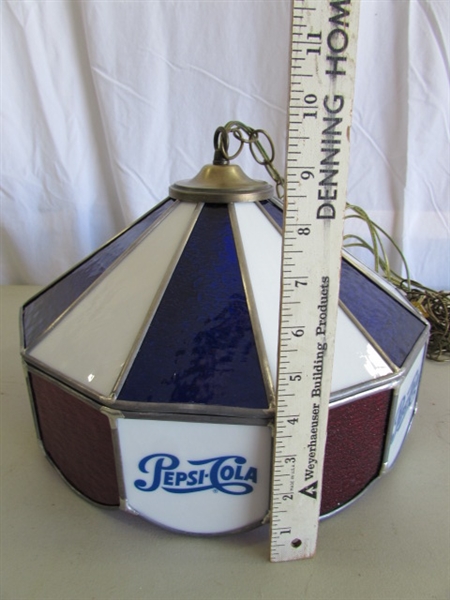 STAINED GLASS PEPSI-COLA SWAG LAMP