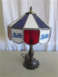 STAINED GLASS "PEPSI-COLA" TABLE LAMP
