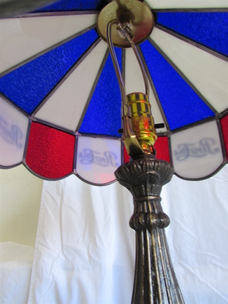 STAINED GLASS PEPSI-COLA TABLE LAMP