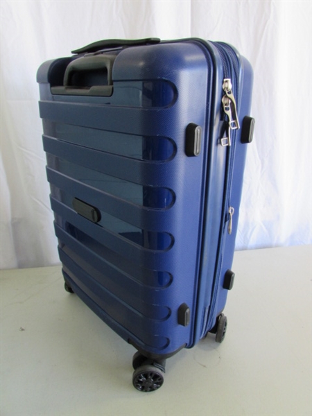 3 HARDSHELL 360 DEGREE ROLLING SUITCASES W/PLASTIC PROTECTIVE COVERS