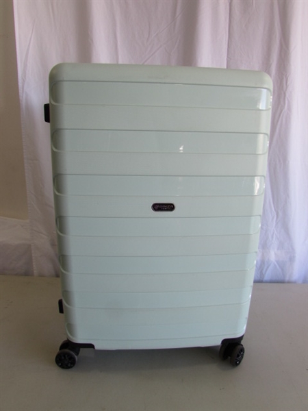 3 HARDSHELL 360 DEGREE ROLLING SUITCASES W/PLASTIC PROTECTIVE COVERS