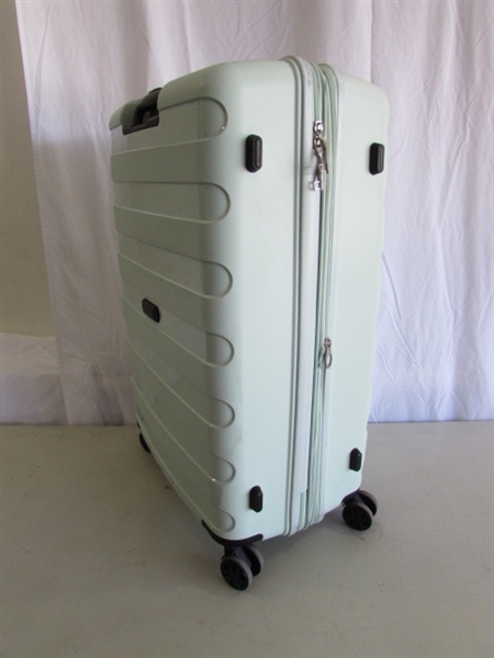 3 HARDSHELL 360 DEGREE ROLLING SUITCASES W/PLASTIC PROTECTIVE COVERS