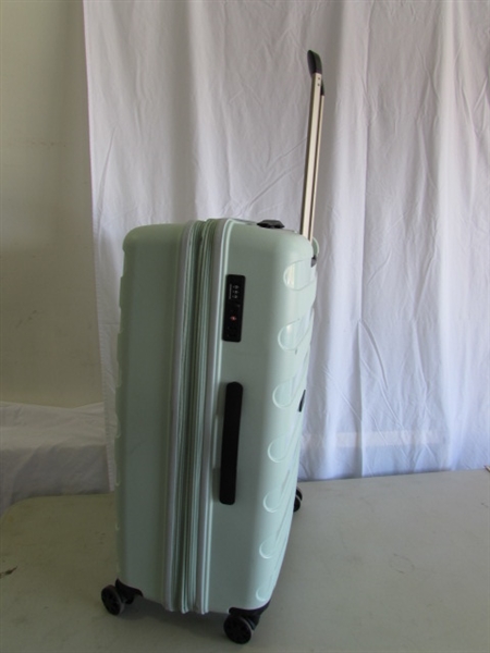 3 HARDSHELL 360 DEGREE ROLLING SUITCASES W/PLASTIC PROTECTIVE COVERS