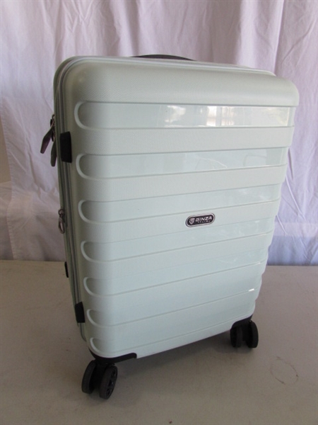 3 HARDSHELL 360 DEGREE ROLLING SUITCASES W/PLASTIC PROTECTIVE COVERS