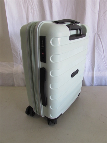 3 HARDSHELL 360 DEGREE ROLLING SUITCASES W/PLASTIC PROTECTIVE COVERS