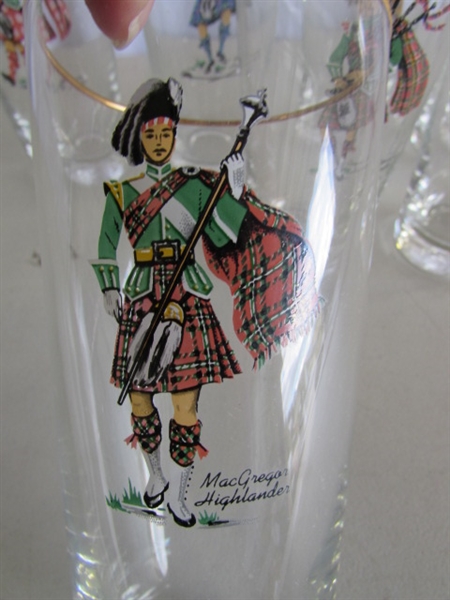 SET OF 7 VINTAGE LIBBEY SCOTTISH HIGHLANDER GLASSES