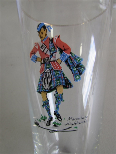 SET OF 7 VINTAGE LIBBEY SCOTTISH HIGHLANDER GLASSES