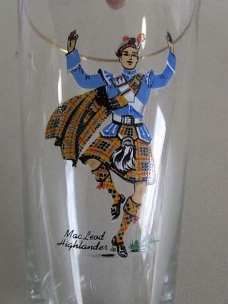 SET OF 7 VINTAGE LIBBEY SCOTTISH HIGHLANDER GLASSES