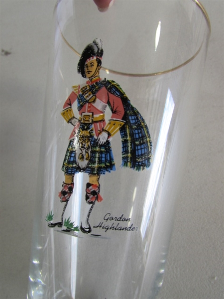 SET OF 7 VINTAGE LIBBEY SCOTTISH HIGHLANDER GLASSES