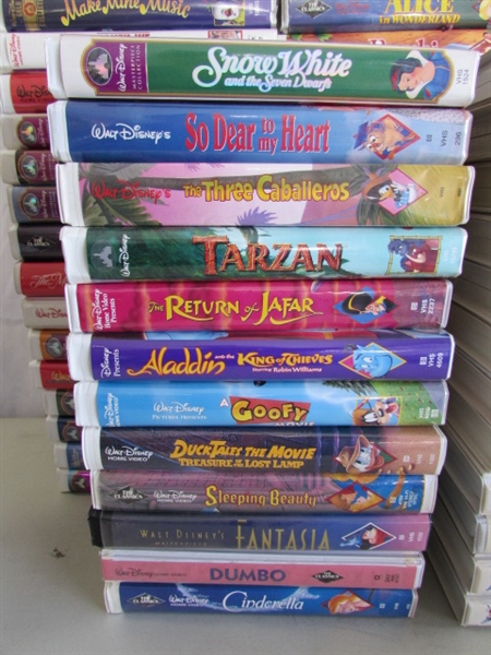 COLLECTION OF DISNEY VHS & PANASONIC VCR W/REMOTE